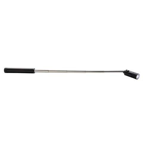 Deze magnetische LED-werklamp is perfect voor elke situatie. Hij is eenvoudig te plaatsen op metalen objecten door de magneet aan de achterkant en zorgt hierdoor voor een perfecte belichting. Deze aluminium zaklamp kun je uitschuiven van zijn normale grootte van 17 cm naar 58 cm, zodat je voorwerpen kunt oppakken die vastzitten op moeilijk te zien en bereikbare plaatsen met de magneet aan de voorkant. Deze zaklamp is uitgerust met drie LED's voor extra heldere belichting in donkere ruimtes. Wanneer het licht wordt uitgestrekt, wordt het hoofd flexibel en kan het in elke richting worden aangepast. Inclusief batterijen voor direct gebruik.<br /><br />Lightsource: LED<br />LightsourceQty: 3