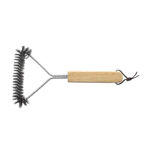3-piece barbecue set consisting of one spatula and one set of BBQ tongs as well as one stainless-steel brush for cleaning the barbecue after use. All three accessories have rubberwood handles. This handy set is supplied in a 600D nylon pouch.