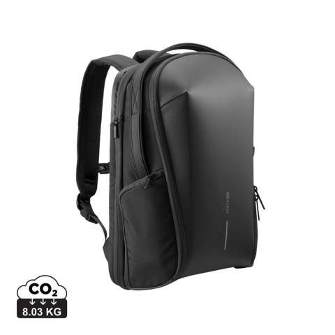 The Bizz Backpack is perfect for daily carry and light travel. The backpack features a 180-degree opening main compartment with an expandable section, internal mesh pockets, an integrated tech pouch and a detachable key leash. The rear pocket is protected with a waterproof zipper and features a padded sleeve for up to a 16” laptop. External easy access pockets are abundant including a high capacity water bottle pocket with a magnetic closure. The backpack is water-resistant and produced with recycled materials. Made from R-pet fabric with the AWARE™ tracer. With AWARE™, the use of genuine recycled fabric is guaranteed. 27% recycled content. Registered design®<br /><br />FitsLaptopTabletSizeInches: 16.0<br />PVC free: true