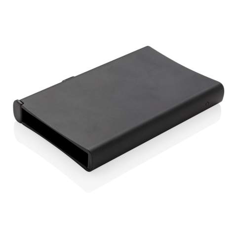 Dieser Kartenhalter aus Aluminium schützt vor elektronischem Datenklau. Ebenso haben Sie nie wieder verbogene oder gebrochene Karten. Für bis zu 10 Karten oder 6 geprägte Karten. Mit dem Easy-Slider schieben Sie die Karten stufenweise heraus.