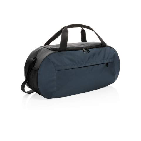 De Impact AWARE™ RPET moderne sporttas is de ideale metgezel voor een bezoek aan de sportschool of een korte vakantie. De tas heeft een strak modern design met een voorvak met ritssluiting en een ruim hoofdvak. De duffel heeft hengsels waarmee je hem kunt dragen op de manier die het beste aanvoelt. De sporttas is gemaakt van 100% gerecycled polyester. Met AWARE™ tracer die het echte gebruik van gerecyclede materialen valideert. Elke sporttas heeft 23,2 0,5L PET-flessen hergebruikt. 2% van de opbrengst van elk verkocht product dat AWARE™ bevat, wordt gedoneerd aan Water.org.<br /><br />PVC free: true