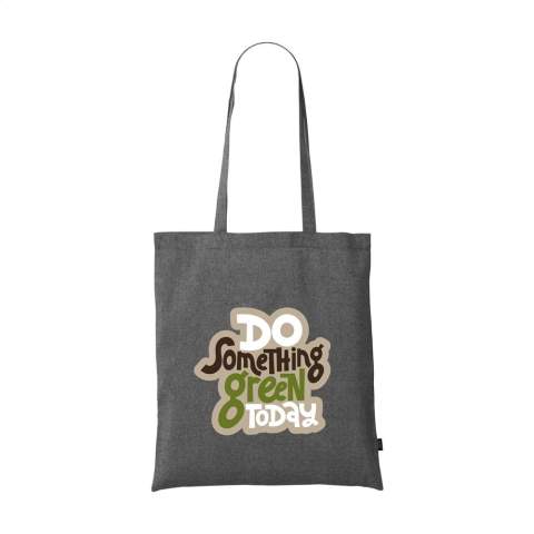 WoW! Shopping bag made from blended, 100% recycled cotton (180 g/m²). With long handles. GRS-certified. This cotton is recycled. As a result, the colour may vary per product.