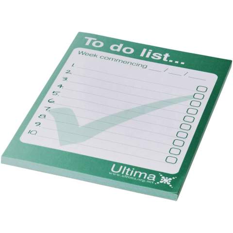 Weißer Desk-Mate® A6 Notizblock mit 80g/m2 Papier. Vollfarbdruck auf jedem Blatt möglich. Erhältlich in 3 Größen: 25, 50, 100 Blatt.