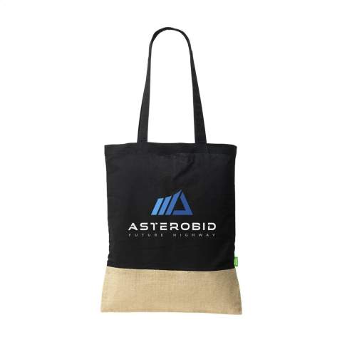 WoW! Stevige winkeltas van 100% organisch katoen (160 g/m²) gecombineerd met stevig jute. OEKO-TEX® gecertificeerd. Met lange hengsels. Inhoud ca. 8 liter.