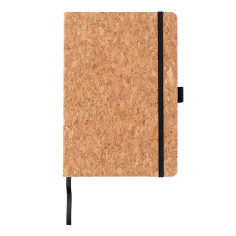 Keep your notes organised with this A5 cork hardcover notebook. Made with thick cork cover and cream coloured lined paper that is great for staying organised. The notebook features a black elastic closure, a handy pen loop and divider. The paper weight is 70g and the notebook containes 96 sheets / 192 pages.<br /><br />NotebookFormat: A5<br />NumberOfPages: 192<br />PaperRulingLayout: Lined pages
