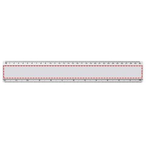 Paper insert plastic ruler with both markings in inches and centimetres.