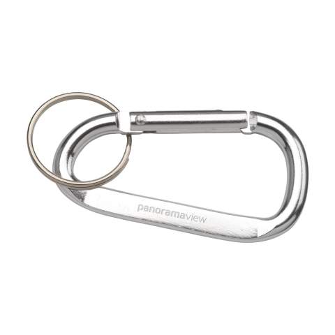 WoW! Mousqueton en aluminium recyclé avec porte-clés en métal (ne convient pas pour l'escalade). GRS-zertifiziert. Gesamtes recyceltes Material: 81%.     L'utilisation d'aluminium recyclé permet de réduire le nombre de nouvelles matières premières utilisées pour la fabrication de ce produit. Cela signifie moins de consommation d'énergie et moins d'utilisation d'eau.