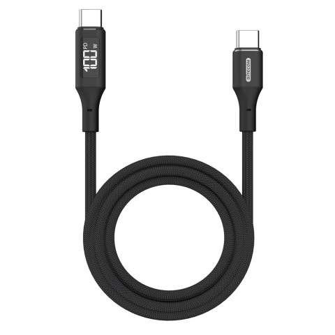 Je ziet het vermogen! USB-C Power Delivery-kabel met LED-display (150 cm) om uw USB-C-apparaat op te laden en het real-time vermogen te bekijken op het ingebouwde LED-display. Voor Windows, Apple Mac &amp; Chromebooks.