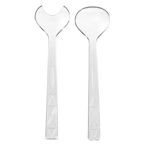 Caesar, shrimp or Greek salad? These Juni serving spoons are made of acrylic plastic, but you have to look twice to realize it's not glass. You always look good with this set. Packed per set.
