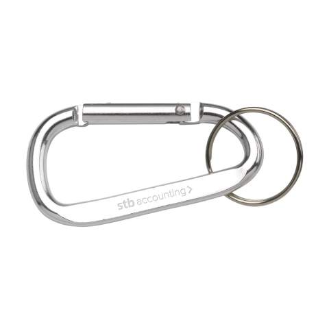 WoW! Mousqueton en aluminium recyclé avec porte-clés en métal (ne convient pas pour l'escalade). GRS-zertifiziert. Gesamtes recyceltes Material: 81%.     L'utilisation d'aluminium recyclé permet de réduire le nombre de nouvelles matières premières utilisées pour la fabrication de ce produit. Cela signifie moins de consommation d'énergie et moins d'utilisation d'eau.