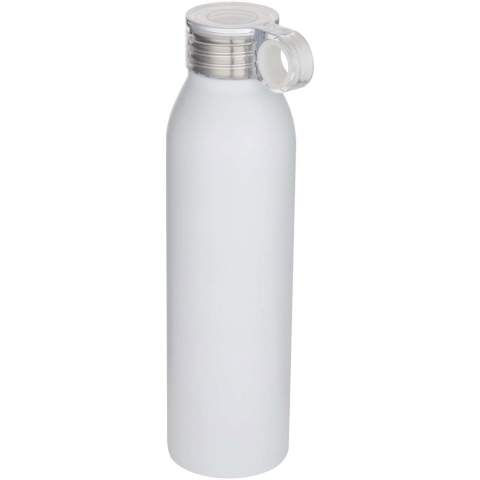 Rafraîchissez-vous avec cette bouteille d’eau de 650 ml, fabriquée en acier inoxydable à simple paroi recyclé et certifié RCS. Elle est dotée d’un couvercle transparent à visser qui résiste aux déversements pour une utilisation sans souci. La boucle intégrée, rehaussée d’une touche de couleur, assure un transport simple et confortable. Légère et élégante, elle est le compagnon idéal pour vos activités quotidiennes.