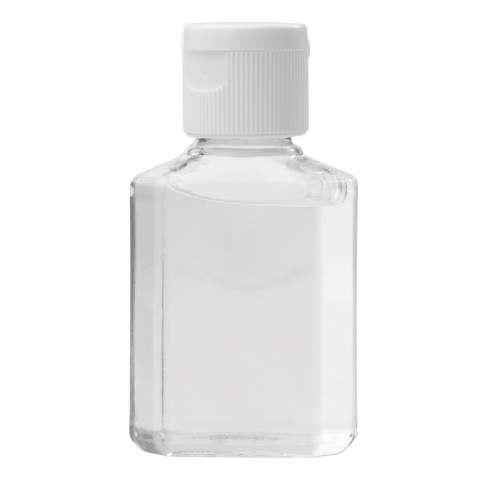 Petit flacon de 30 mL avec gel nettoyant pour les mains avec 62% d'alcool. Le flacon se glisse facilement dans les sacs, sacs à dos, valises ou dans votre poche. Cadeau promotionnel sympa pouvant être utilisé par tous. Possibilité de marquage en digital (quadri) ou en tampographie (4 couleurs pantones). Avec le marquage digital, le prix reste le même peu importe le nombre de couleurs de marquage. Usine auditée Smeta-2 Pillar. Tous nos produits sont testés et certifiés, et répondent  aux normes sociales. 