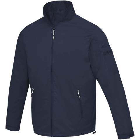 The Palo men's lightweight jacket – the ideal lightweight and stylish option for soft weather conditions. Made of 133 g/m² 320T nylon taslon twill fabric, it ensures durability and a lightweight feel. The lining is 210T polyester taffeta made of 60 g/m² polyester, providing a smooth and comfortable touch on the inside. With a waterproof rating of 2000 mm and a breathability rating of 2000 g/m², it ensures protection from light rain while maintaining breathability during activities. The jacket features ventilation holes with matte eyelets at the underarm, offering optimal air circulation and comfort. The adjustable drawstring with a cordlock in the bottom hem allows for a customisable fit. The Palo jacket is the ideal choice for both early spring or rainy fall days, suitable for any activity.