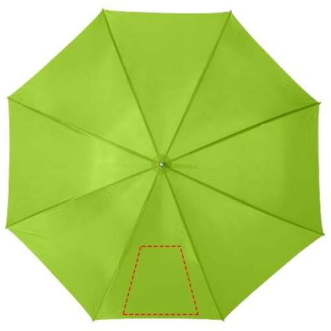 Der Golfschirm Karl 30" sorgt für eintrockened Golfspiel und passt perfekt in eine Golftasche mit Schlägern. Dank des leichtgängigen manuellen Mechanismus lässt sich der Schirm einfach von Hand öffnen. Der Schirm ist mit einem Metallgestell und Rippen ausgestattet und mit einem eleganten Holzgriff versehen. Darüber hinaus ist der Schirm in mehreren Farben erhältlich und eignet sich für verschiedene Druckmöglichkeiten. 