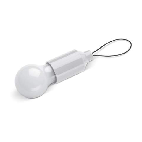 La lampe peut facilement être attachée à un porte-clés ou à un sac. Vous pouvez allumer la lumière en tirant simplement sur la lampe. La lampe a 1 LED qui fournit 10 lumens et est fabriquée en ABS.
