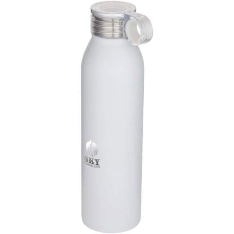 Rafraîchissez-vous avec cette bouteille d’eau de 650 ml, fabriquée en acier inoxydable à simple paroi recyclé et certifié RCS. Elle est dotée d’un couvercle transparent à visser qui résiste aux déversements pour une utilisation sans souci. La boucle intégrée, rehaussée d’une touche de couleur, assure un transport simple et confortable. Légère et élégante, elle est le compagnon idéal pour vos activités quotidiennes.