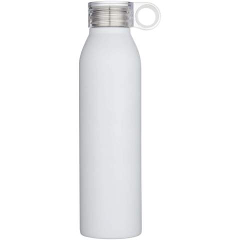 Rafraîchissez-vous avec cette bouteille d’eau de 650 ml, fabriquée en acier inoxydable à simple paroi recyclé et certifié RCS. Elle est dotée d’un couvercle transparent à visser qui résiste aux déversements pour une utilisation sans souci. La boucle intégrée, rehaussée d’une touche de couleur, assure un transport simple et confortable. Légère et élégante, elle est le compagnon idéal pour vos activités quotidiennes.