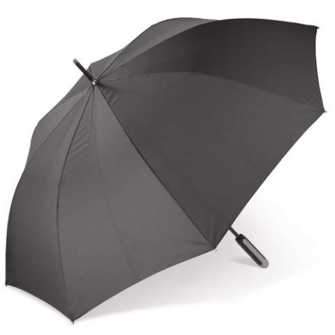 Großer Regenschirm mit winddichtem Fiberglasgestell. Der pfiffige Farbeffekt zwischen der Pongee-Polyesterkappe und dem ergonomischen Griff verleiht dem Schirm einen zeitlosen Look. Damit ist er für jeden geeignet.