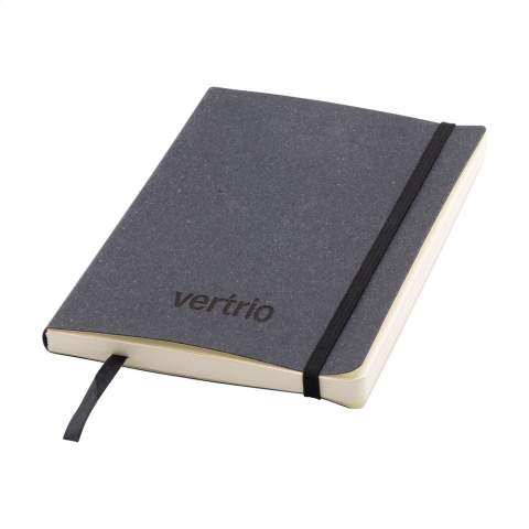 WoW! This A5 notebook with a cover made from recycled leather waste. Used leather is processed into a new usable leather product that can be used for various purposes, such as for this handy notebook. This notebook has approx. 96 sheets/192 pages of cream, lined paper (80 g/m²). With a bound spine and handy closing elastic. This product is an environmentally conscious choice. Each item is supplied in an individual brown cardboard box.