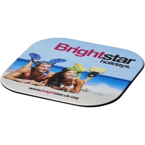 The Brite-Mat® square coaster protects tables from stains and circles from glasses or mugs at all times. The coaster is suitable for high quality photo-realistic print. And with its low-profile non-slip base, it won't just slide away. The Brite-Mat® square coaster is made from 100% in-house recycled plastic and laminated paper, making it a sustainable choice.