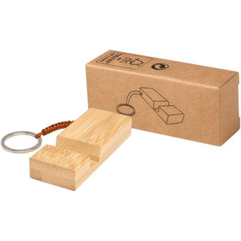 The Bosona phone holder with keychain is designed for convenience and style, and is crafted from responsibly sourced bamboo. This versatile holder keeps your phone secure while allowing easy access, making it perfect for on-the-go lifestyles. Attach it to your keys for effortless portability.