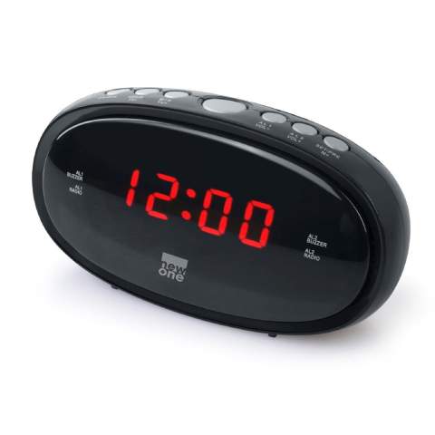 Kompakt und einfach zu bedienen! Dieser Radiowecker verfügt über einen digitalen FM-Tuner mit 10 speicherbaren Sendern. Dank der "Snooze"-Funktion können Sie selbst bestimmen, wie lange es dauert, bis der Wecker wieder klingelt. Außerdem können Sie 2 verschiedene Weckzeiten programmieren.