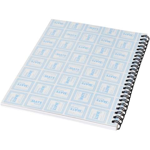 Desk-Mate® A5 Spiralnotizbuch. Enthält 50 Blatt Blankopapier (80 g/m2) und ein Karton-Deckblatt (450 g/m2). Der Umschlag ist reiß- und wasserfest. Schwarze oder weiße Spiralbindung. Sie können die Seiten dieses praktischen Notizbuchs mit jedem beliebigen Design gestalten - ob liniertes, kariertes oder gepunktetes Papier - alles ist möglich!