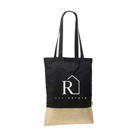 WoW! Stevige winkeltas van 100% organisch katoen (160 g/m²) gecombineerd met stevig jute. OEKO-TEX® gecertificeerd. Met lange hengsels. Inhoud ca. 8 liter.