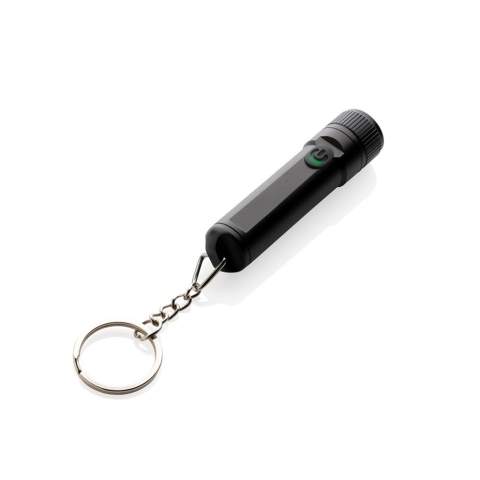 Ultra bright pocket size torch made with RCS recycled aluminum Total recycled content: 58% based on total item weight. RCS certification ensures a completely certified supply chain of the recycled materials. The torch has a super bright 120 lumen XTE LED light that will create a beam up to 30 metres. The torch has a 200 mah grade A lithium battery that provides an operating time up to 1 hour with quick re-charging via USB-C under 1 hour. The torch is IPX 4 waterproof so also suitable to use in bad weather conditions.  The torch offers 3 modes: 100%/50% and flashing. Packed in plastic free FSC gift box. Including recycled TPE USB C charging cable.<br /><br />Lightsource: LED<br />LightsourceQty: 1<br />PVC free: true