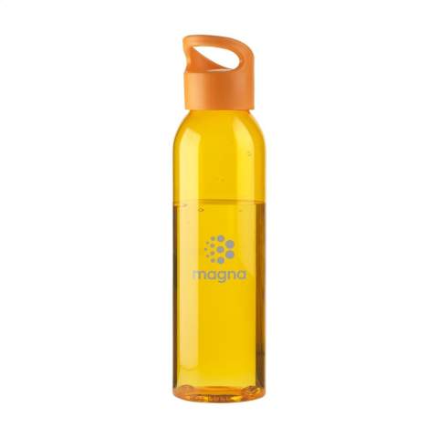 Luxe, herbruikbare waterfles van PCTG SK kunststof. Met praktische schroefdop. Lekvrij. Niet vaatwasserbestendig. Inhoud 650 ml.
