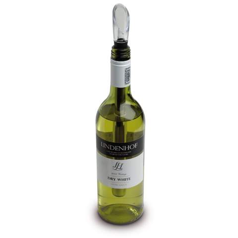 Keep your wine chilled with this nifty cooling stick. Store it in the freezer until you need it to keep your wine cool. Once inserted into the bottle of wine it also serves as a pouring spout. Comes packaged in a gift box.