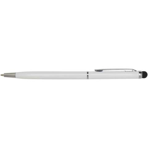 Deze veelzijdige combinatie van balpen en stylus is gemaakt van duurzaam aluminium. De pen schrijft soepel en de ingebouwde stylus is perfect voor precieze navigatie op touchscreens. Inktkleur: Blauw. Schrijflengte: 1000 meter. Stiftmaat: 1,0 mm.
