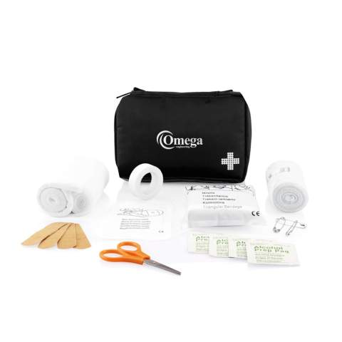 24-tlg. Erste Hilfe Set, inklusive Verbandsmaterial, medizinischen Handschuhen, Schere und 10 Pflastern. Der gesamte Inhalt im Nylon-Etui so flach verpackt, dass er in einen Briefkasten passt. Gewicht nur 200g. EN 13485:2016 konform. Verkauf in die Schweiz nicht möglich.