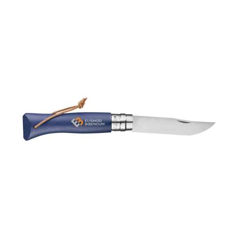 Pocket knife from the Opinel brand. The blade of this knife is made from stainless Sandvik 12C27 steel. The handle is made from beech wood, finished with a layer of varnish to protect against moisture and dirt. 95% of this wood comes from French, sustainably managed companies. When opened, the knife has a length of 19 cm and is secured with a Virobloc® system lock. This knife is ideal for picnics, barbecuing, fishing or tracking. An everyday pocket knife that that can be used for a diverse range of tasks. Made in France. Please note local rules may apply regarding the possession and/or carrying of knives or multitools in public.