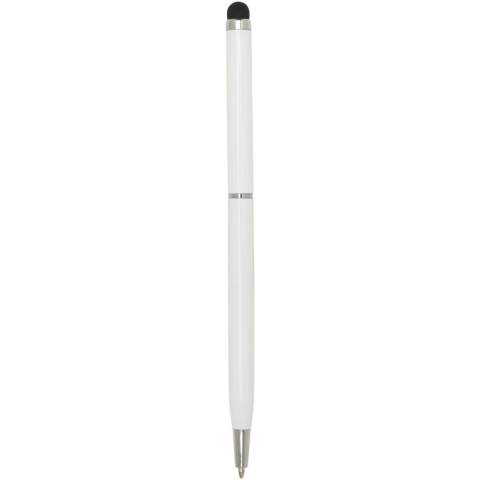 Deze veelzijdige combinatie van balpen en stylus is gemaakt van duurzaam aluminium. De pen schrijft soepel en de ingebouwde stylus is perfect voor precieze navigatie op touchscreens. Inktkleur: Blauw. Schrijflengte: 1000 meter. Stiftmaat: 1,0 mm.