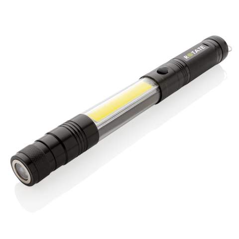 Lampe de travail magnétique à double LED qui peut être fixée sur n'importe quelle surface métallique pour un éclairage optimal. Cette lampe en aluminium vous permet de passer de sa taille normale de 26 cm à 64 cm, pour ramasser des objets qui sont coincés dans des endroits difficiles à atteindre, et est équipée de trois LED de 10 lumens pour une luminosité extra dans les espaces sombres et d'une lumière COB de 80 lumens. Lorsque la tête de la torche est étendue, elle devient flexible et peut être réglée dans n'importe quelle direction. Piles incluses.<br /><br />Lightsource: COB LED<br />LightsourceQty: 2