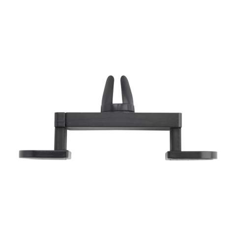 Support de téléphone universel et réglable en ABS recyclé. Rotation à 360 degrés. Facile à fixer sur la grille d'aération de votre voiture. Placez votre téléphone mobile (jusqu'à 6 pouces) dans le support pour une utilisation mains libres. Certifié GRS. Matière recyclée totale : 79%. Emballage par pièce.