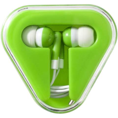 Die Rebel Ohrhörer sind unkompliziert und man kann mit ihnen überall und jederzeit Musik hören. Sie können mit jedem Standard-Audiogerät mit einem 3,5-mm-Audioanschluss verwendet werden. Die Ohrstöpsel sind aus robustem ABS-Kunststoff gefertigt und werden in einem dreieckigen Kunststoffgehäuse mit Kabelaufbewahrung geliefert, das sie gut vor äußeren Schäden schützt. Die Rebel Ohrhörer sind in verschiedenen Farbkombinationen erhältlich und bieten verschiedene Möglichkeiten des Logodrucks.