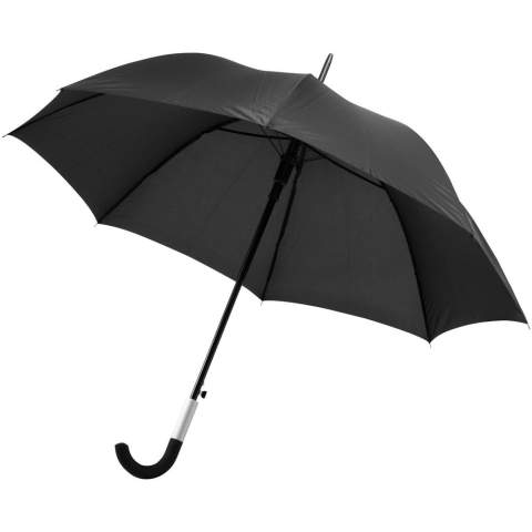 Parapluie au design exclusif avec fonction d'ouverture automatique. Tige et cadre métalliques. Poignée incurvée revêtue de caoutchouc avec détail en aluminium. Poignée au design spécial permettant de suspendre le parapluie à la table. Pochette assortie.