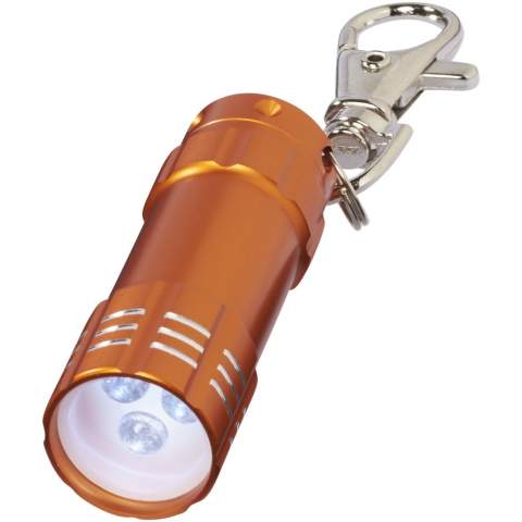 3 white LED key light with lobster clip. Batteries included.