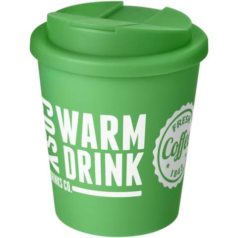 Double-wall insulated tumbler with a secure twist-on spill-proof lid. The lid clips closed to better prevent spillages, and is manufactured without silicone for a full recyclable mug. Volume capacity is 250 ml. You can mix and match colours to create your perfect mug. Made in the UK. EN12875-1 compliant, dishwasher safe, and microwave safe.