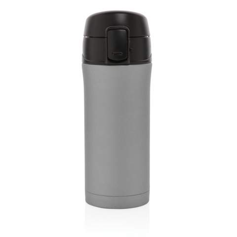 A beautiful metallic version of this great double wall stainless steel vacuum mug that keeps your drink warm for up to 5 hours or cool for up to 15 hours. The lid is lockable and therefore avoids any risk of leaking or spilling. The lid is easy to keep clean for optimal hygiene and is dishwasher safe. The unique design of the mug allows you to drink conveniently and safely with one hand directly from the mug. The size of the mug is suitable to place in any car drink holder. Capacity: 300 ml.<br /><br />HoursHot: 5<br />HoursCold: 15