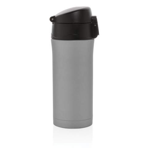 A beautiful metallic version of this great double wall stainless steel vacuum mug that keeps your drink warm for up to 5 hours or cool for up to 15 hours. The lid is lockable and therefore avoids any risk of leaking or spilling. The lid is easy to keep clean for optimal hygiene and is dishwasher safe. The unique design of the mug allows you to drink conveniently and safely with one hand directly from the mug. The size of the mug is suitable to place in any car drink holder. Capacity: 300 ml.<br /><br />HoursHot: 5<br />HoursCold: 15