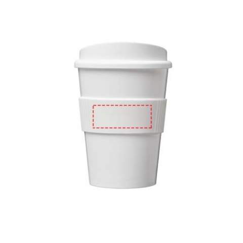 Single-wall tumbler with press-on lid and silicone grip. Volume capacity is 300 ml. Mug is fully recyclable. Mix and match colours to create your perfect mug. Made in the UK. Packed in a home-compostable bag. BPA-free. EN12875-1 compliant, dishwasher safe, and microwave safe.