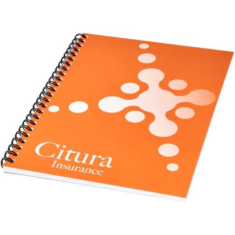 Cahier Desk-Mate® à spirales A4. Inclut 50 feuilles (80 g/m²) de papier vierge et une 1ere de couverture (450 g/m²). Cette couverture est anti-déchirures et imperméable. Vous pouvez personnaliser les pages de ce carnet  avec n'importe quel motif - que vous souhaitiez du papier ligné, avec des carrés ou des points - tout est possible !
