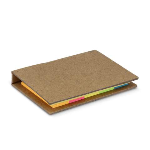 This sustainable booklet, made from craft paper, contains two sizes of sticky notes: 50 sheets of 75 x 49mm notes and 125 sheets of 49 x 14mm notes (25 sheets each in five colors). It’s a practical accessory for organizing thoughts and reminders.