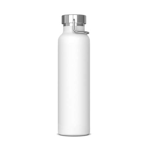 Gourde isotherme sous vide à double paroi. 100% étanche elle est emballée dans un coffret cadeau. La bouteille maintient la boisson à l'intérieur à la bonne température plus longtemps, grâce au vide entre les parois. Les boissons resteront chaudes jusqu'à 12 heures et/ou froides jusqu'à 24 heures. La bouteille contient un revêtement en poudre pour une surface plus premium à l'extérieur.