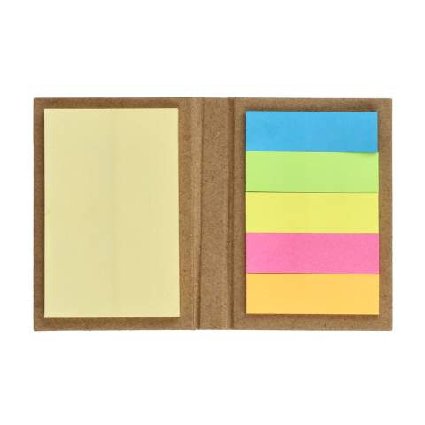 This sustainable booklet, made from craft paper, contains two sizes of sticky notes: 50 sheets of 75 x 49mm notes and 125 sheets of 49 x 14mm notes (25 sheets each in five colors). It’s a practical accessory for organizing thoughts and reminders.