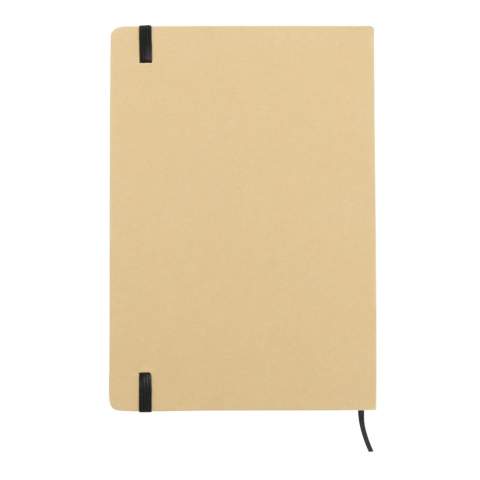 Notebook with cardboard cover, black ribbon, black elastic band and 160 creamed coloured lined 70g/m² pages.