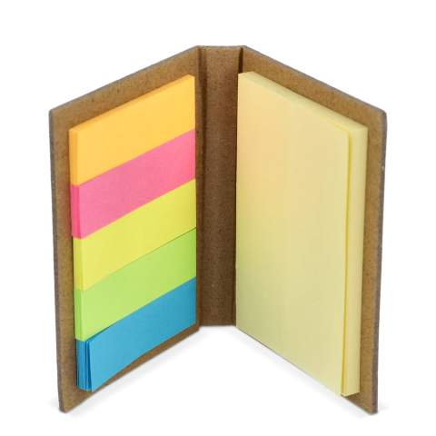 This sustainable booklet, made from craft paper, contains two sizes of sticky notes: 50 sheets of 75 x 49mm notes and 125 sheets of 49 x 14mm notes (25 sheets each in five colors). It’s a practical accessory for organizing thoughts and reminders.